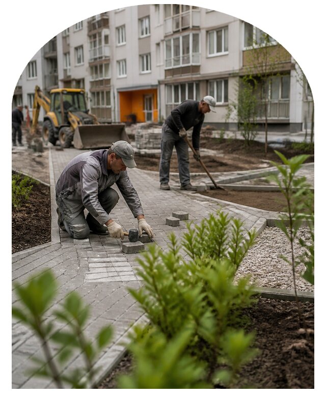 Благоустройство двора многоквартирного дома в Краснокаменске